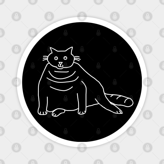 Minimal Chonk Cat Ghost Magnet by ellenhenryart